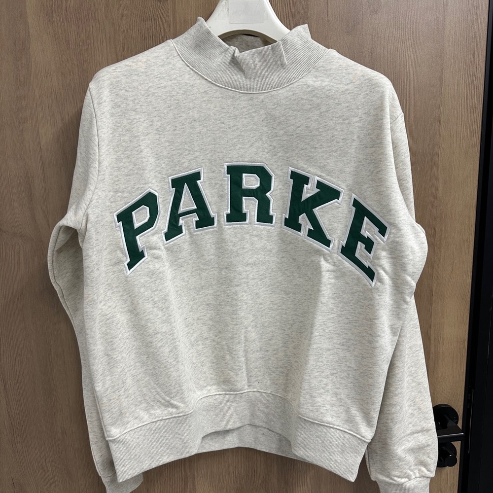 PARKE Logo Mock Neck Heather Gray Sweatshirt